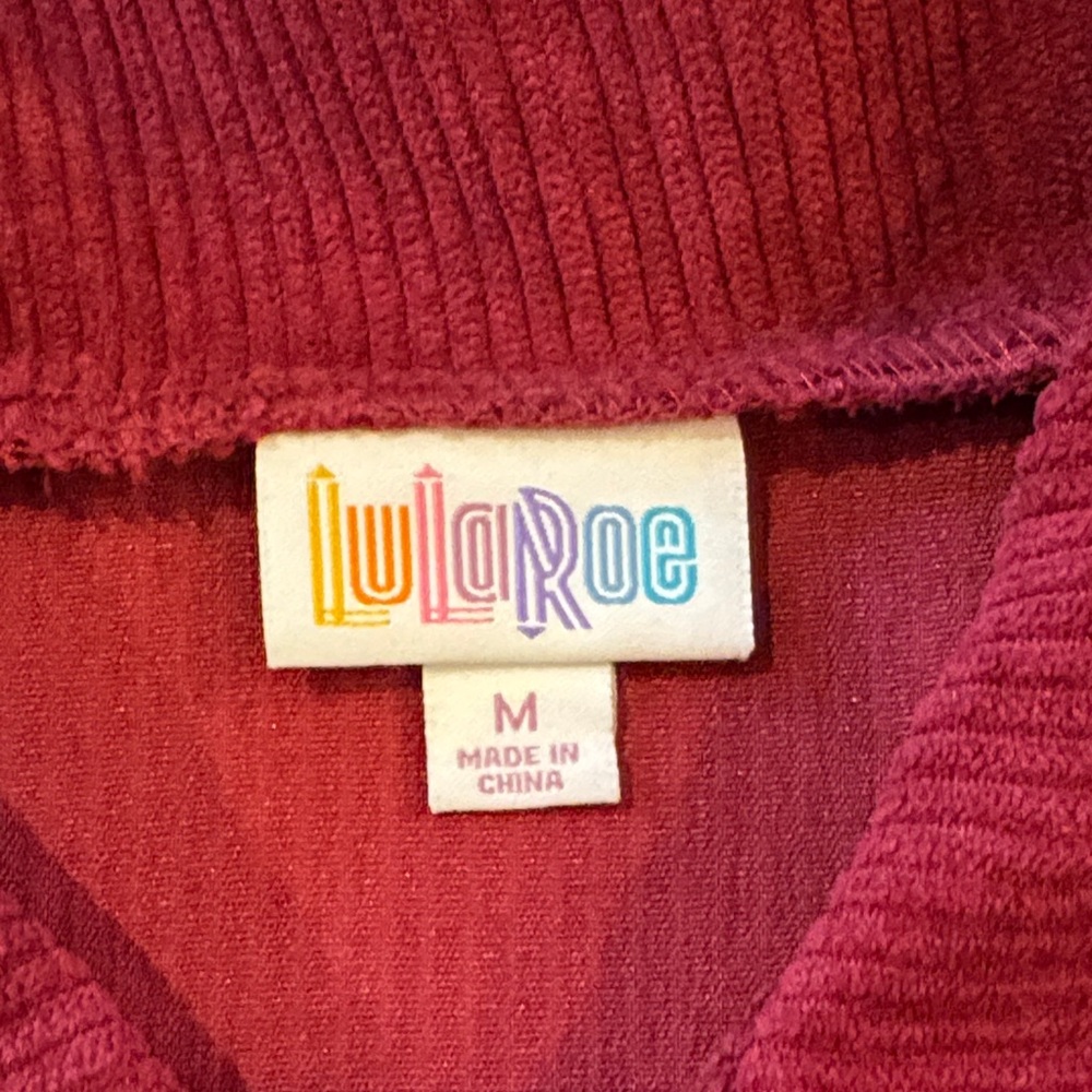 LuLaRoe Burgundy Corduroy Jacket - Picture 2 of 2